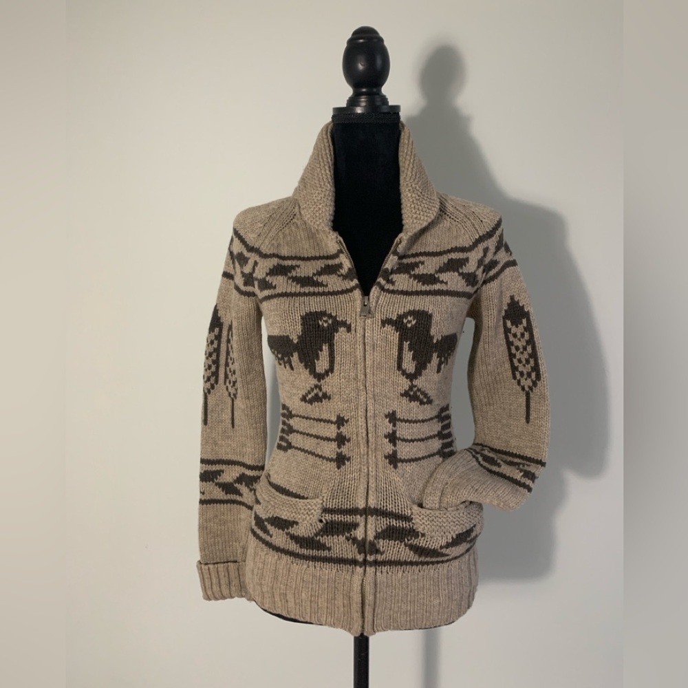 TNA 100% Lambswool Sea to Sky Cowichan Zip Up Sweater Women’s Small
